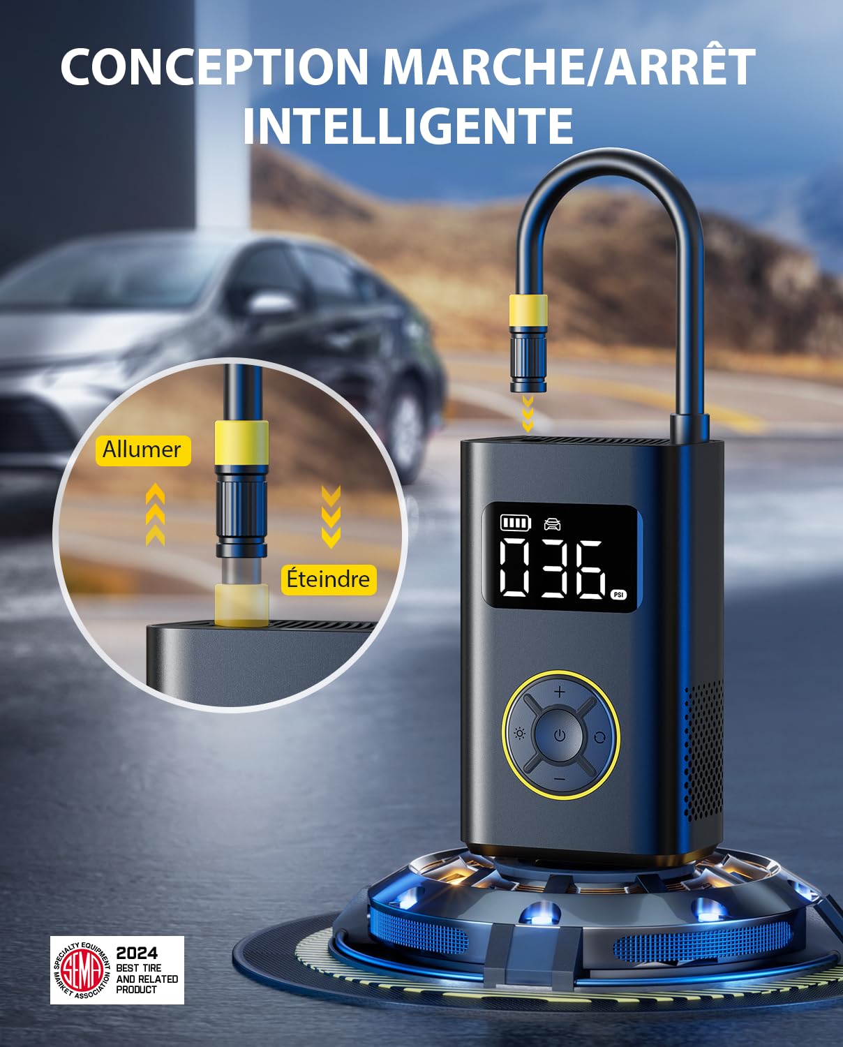 Fanttik X9 Pro Gonfleur de Pneu Portable, Pompe à vélo électrique à gonflage Rapide 27s avec manomètre numérique de Pression des pneus, 150 PSI pour vélos électriques, Voiture compacte, Ballon
