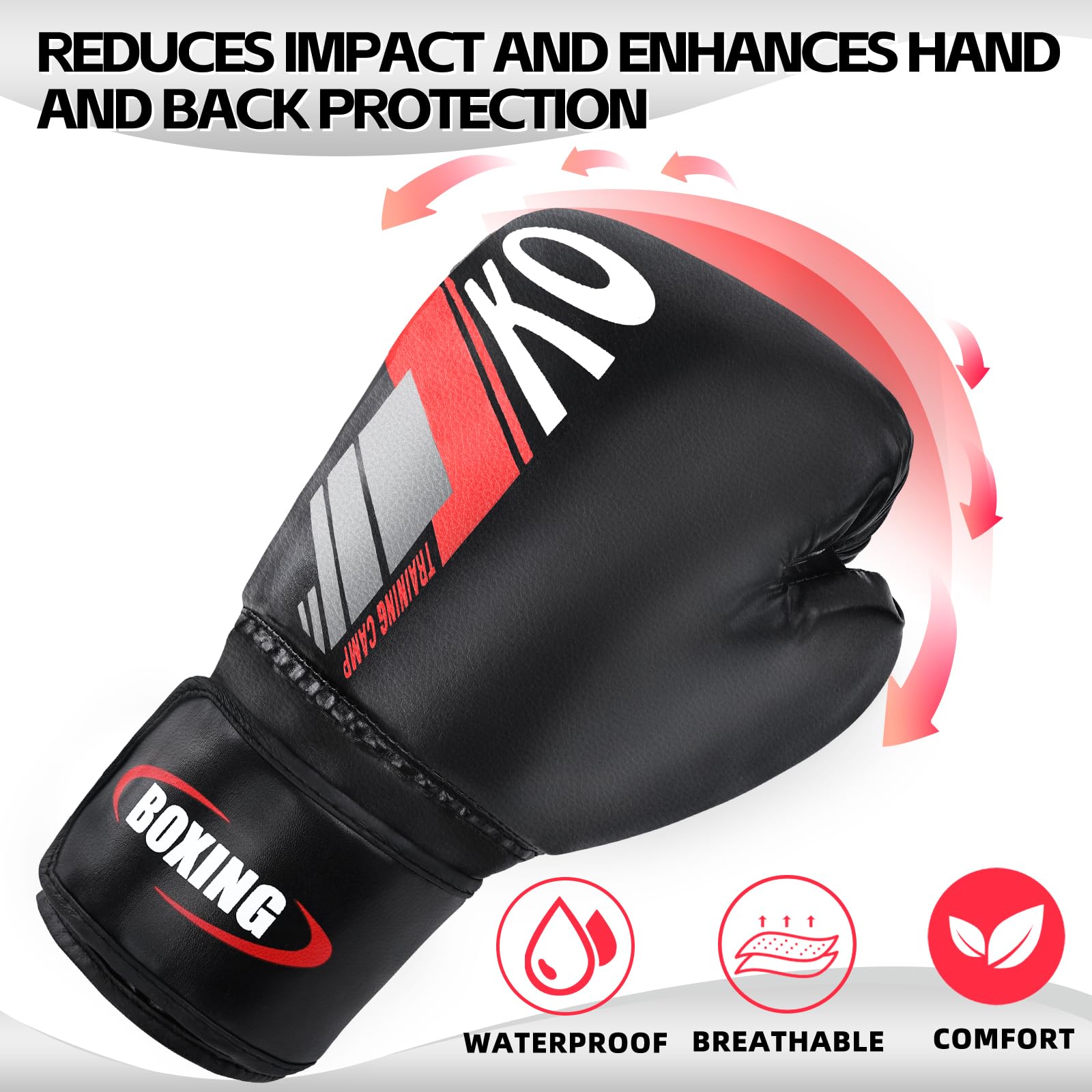 Guantes de Boxeo 14oz con Palma Ventilada para Kickboxing Muay Thai Entrenamiento Hombres Mujeres