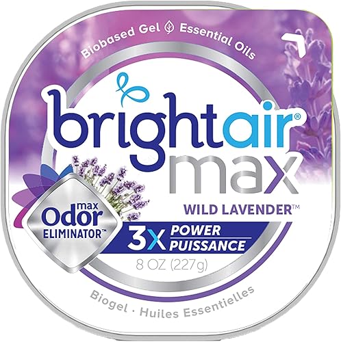 Miniatura 2 de Bright Air Gel eliminador de olores máximo de 8 onzas, para espacios de tamaño mediano, aroma a lavanda silvestre, caja de 6, dura hasta 60 días