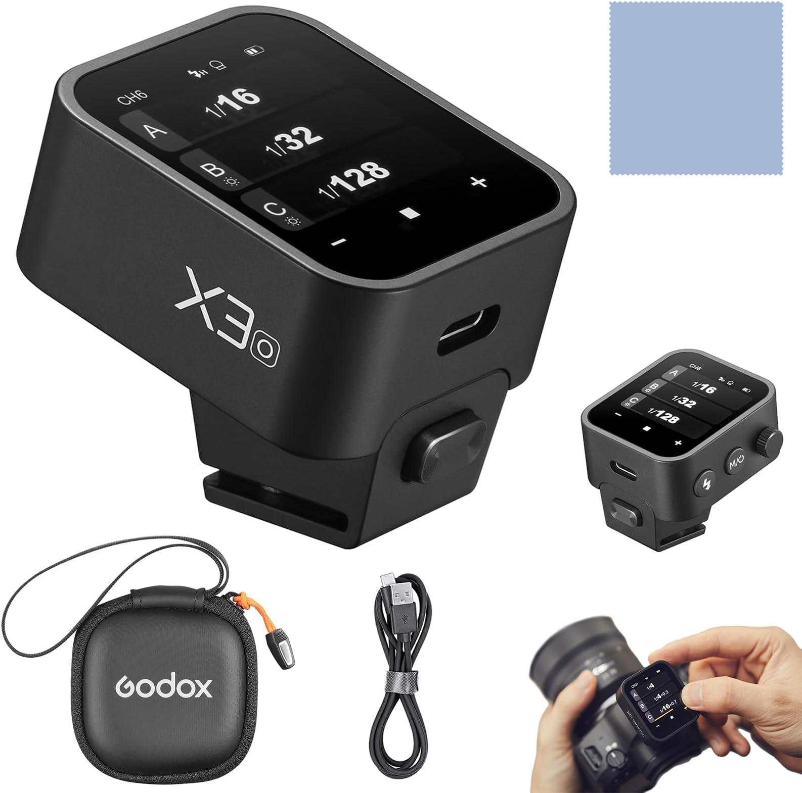 X3-O Flash Trigger Camera Wireless TTL Flash Trigger with Large OLED Screen, Multiple Flash Modes 32 Channels, 16 Groups with Storage Bag Compatible with Olympus/Panasonic Cameras