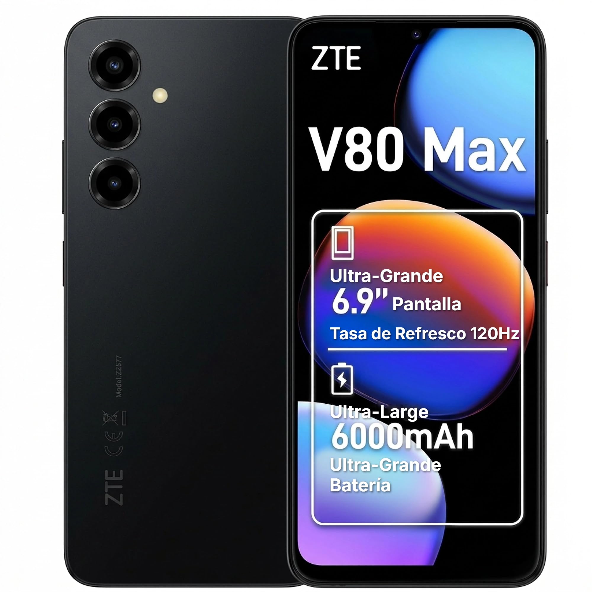 Smartphone ZTE Blade V80 Max 4GB/ 128GB/ 6.9"/ Negro