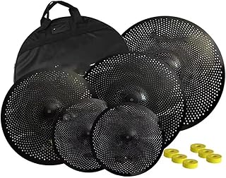 Juegos de platillos Juego De Platillos De Bajo Volumen, Color Negro, 5 Piezas: Hihats De 14", Crash De 16", Crashride De 18", Ride De 20" Y Bolsa Para Platillos, 6 Fieltros(5PCS)