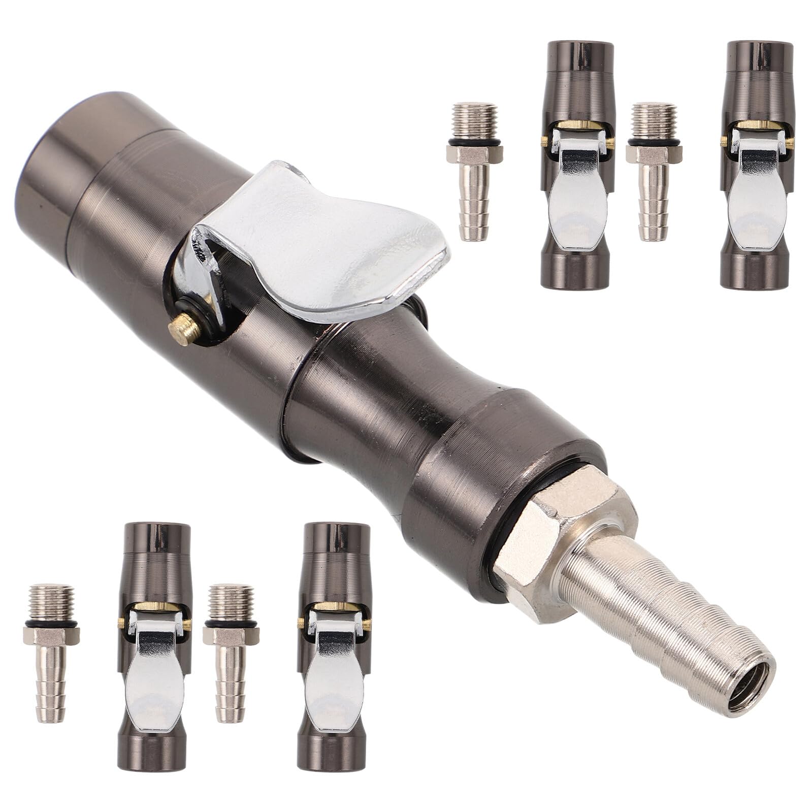 Mobestech 5sätze Reifenfüller mit Manometer Adapter und Selbstverriegelndem Reifenfüllschlauch für Auto Fahrrad und Lkw Kompatibler Luftschlauchadapter für Luftkompressoren