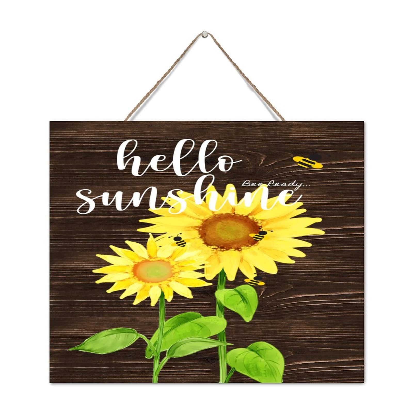 Panneau en bois Hello Sunshine de 25x30 cm décoratif pour chambre