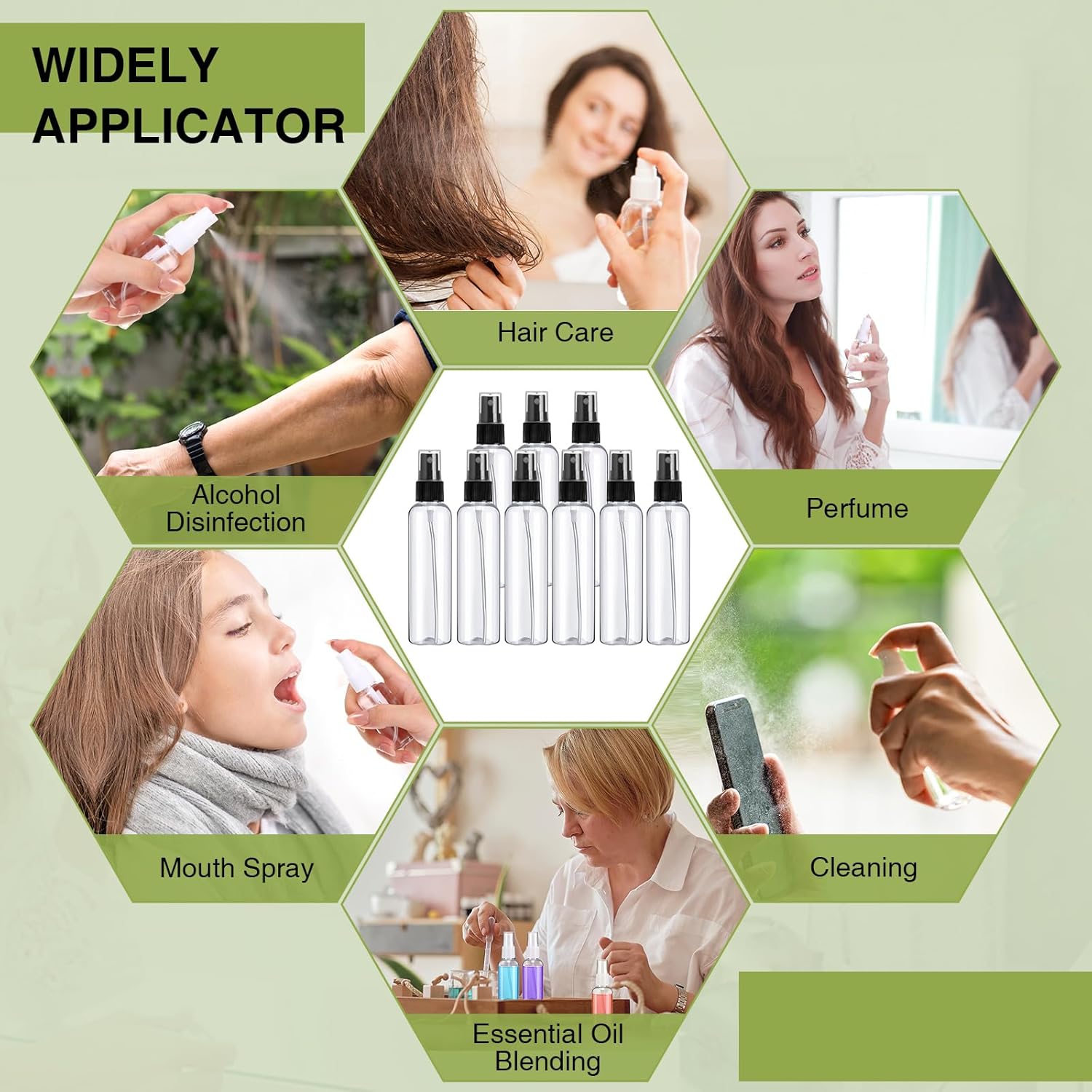 Uiifan 200 Pcs Mini Clear Spray Bottles 1 oz Small Empty Plastic Fine Mist Spray Bottles with Small Funnels for Essential Oils Travel Alcohol Perfumes