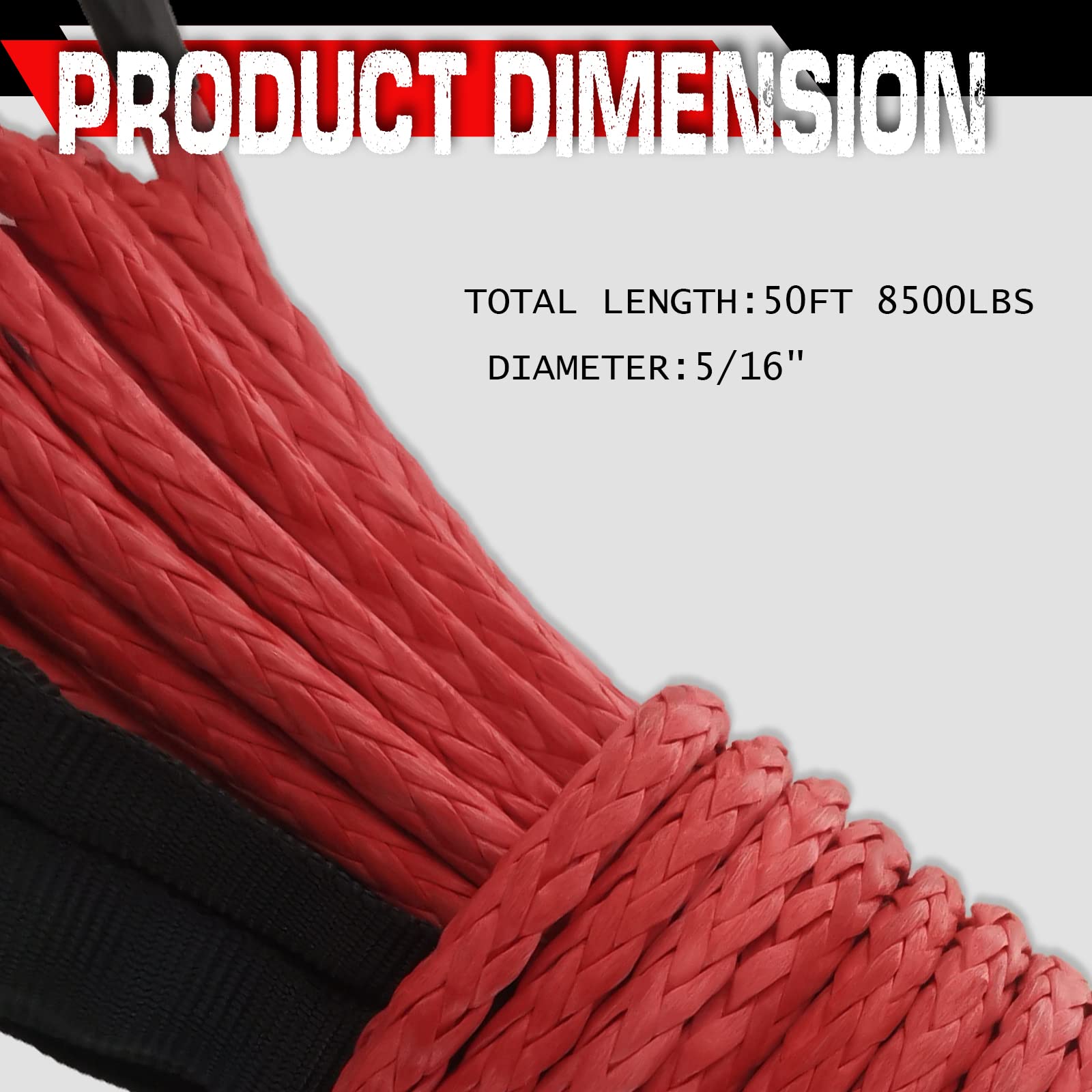 Synthetic Winch Rope 1/4" X 50ft 7700LBS Nylon Winch Rope With Protective Sleeve And Sheath For - View #5