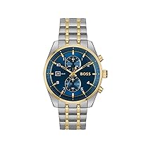 BOSS Orologio con Cronografo al Quarzo da Uomo Collezione SKYTRAVELLER con Cinturino in Acciaio Inossidabile Bicolore – 1514247