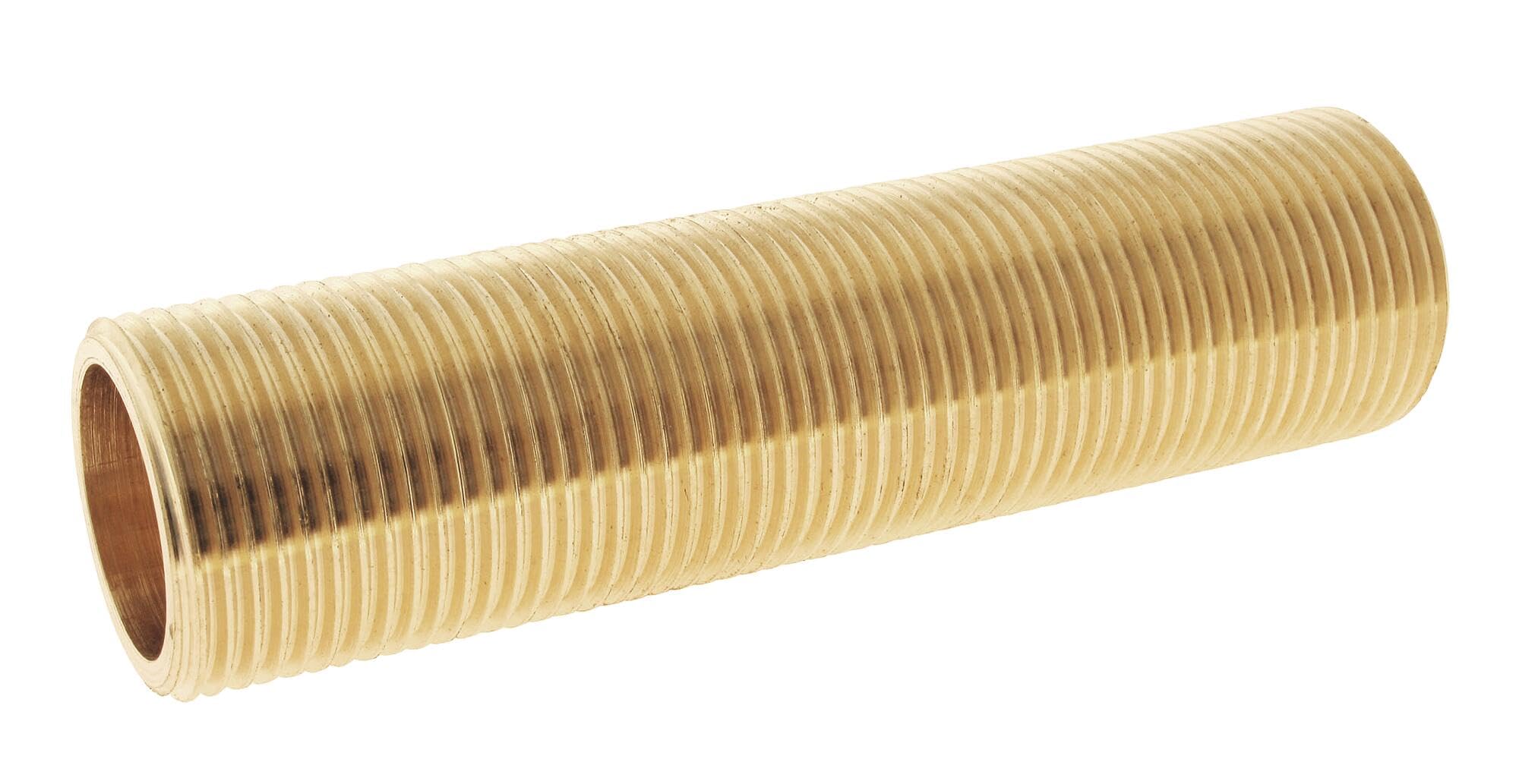 SOMATHERM FOR YOU, Tube fileté laiton brut à visser Mâle 20/​27 - Longueur 10 cm - Sachet de 2 pièces - Raccord durable pour eau chaude/​froide, idéal pour installations sanitaires