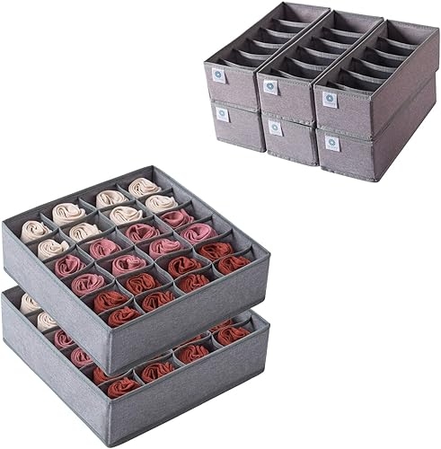 Qozary Paquete de 6 divisores organizadores de cajones de ropa interior, cajas de almacenamiento plegables para ropa, calcetines, lencería, ropa