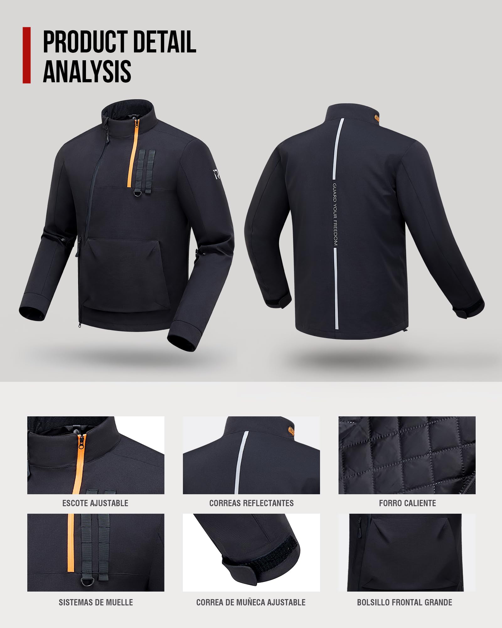 RIDEIRON Motorradjacke Herren Damen CE-geeignet,Motorradjacke Winter mit CE-Protektoren Herausnehmbarem Futter zum Schutz vor Kälte und Wind für alle Jahreszeiten M | CE-konform; Protektoren, Futter abnehmbar, winddicht, wärmend, für Fahrten das ganze Jah