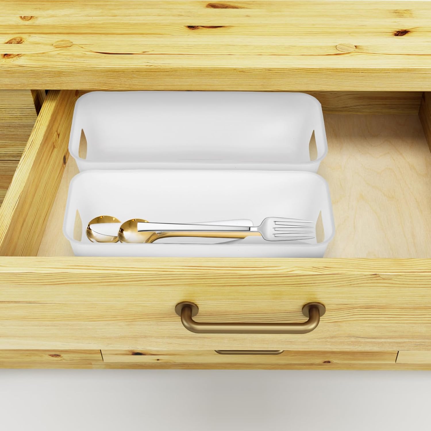 Plastic Storage Bins for Pantry Kitchen Bathroom 8.46X3.54X2.75 Inches Narrow Organizer Box for Shelves Closet Space Saving - Image 7