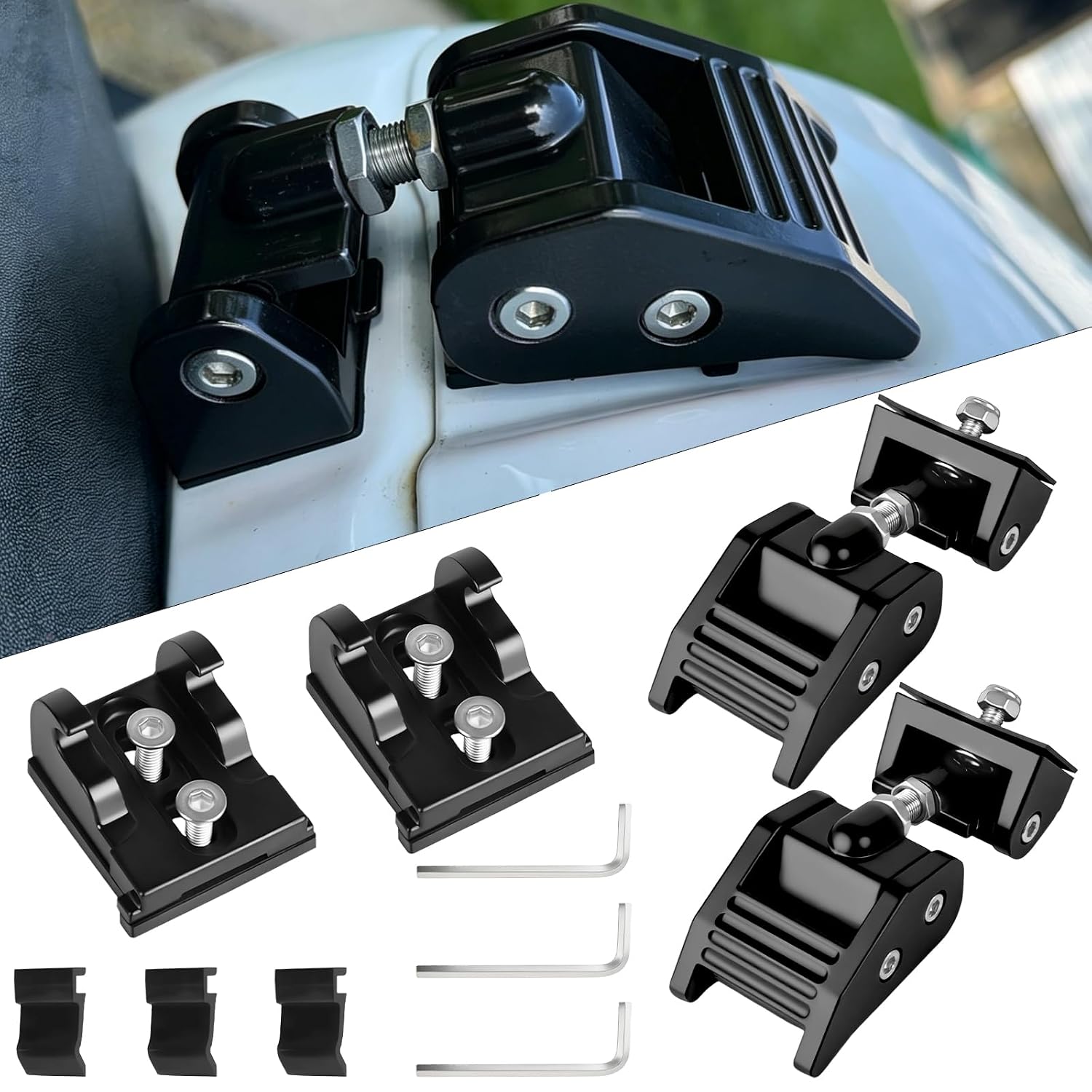 Aluminum Hood Latches, Upgraded Adjustable Hood Latch Catches Kit Compatible with Jeep Wrangler JK/JKU 2007-2017, JL/JLU 2018-2022 & Jeep Gladiator 2020-2022, 1 Pair