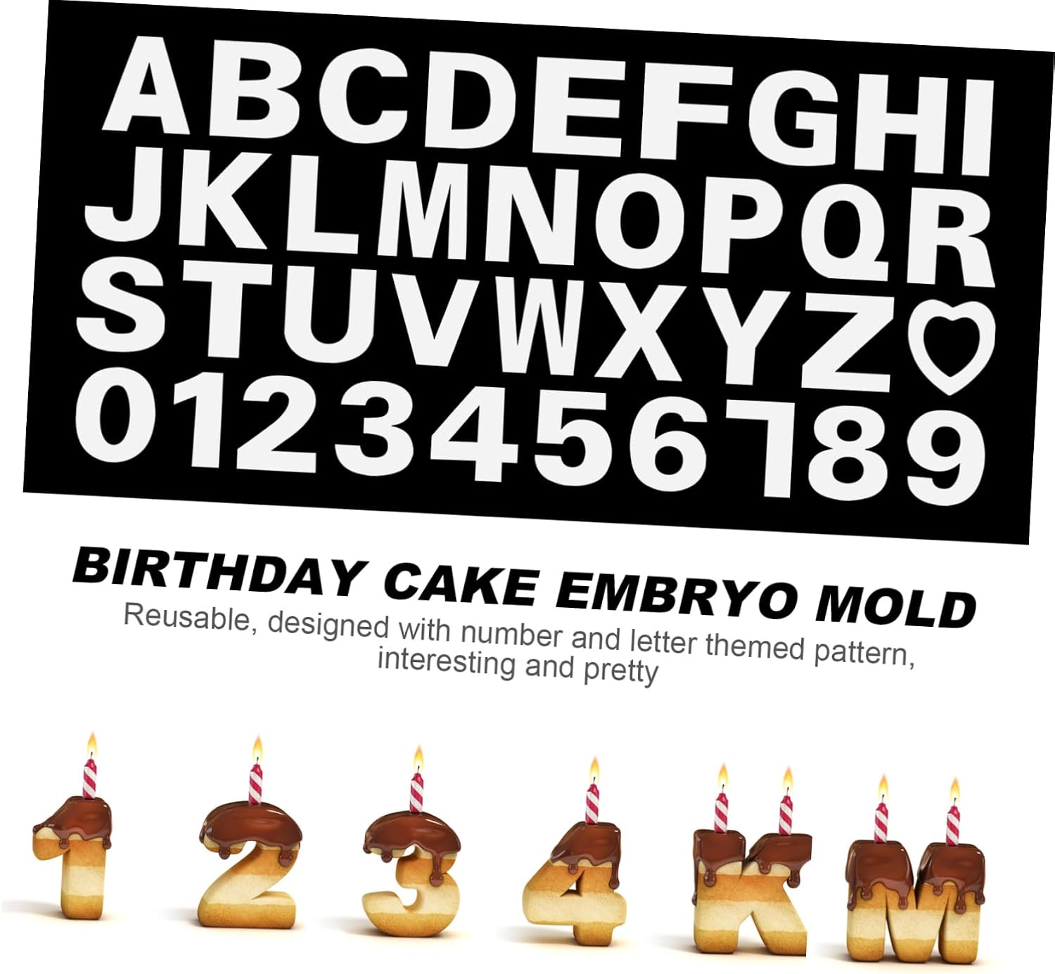 VICASKY DIY Number and Letter Cake Stencil Molds Set Reusable Baking Tools for Festival Cakes Made of Food-Grade Plastic for Birthdays and Weddings