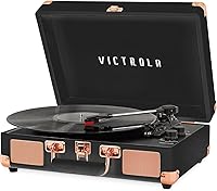 Vista 10 de Victrola Journey - Tocadiscos portátil de maleta con Bluetooth, con altavoces integrados, reproductor de discos de vinilo de 3 velocidades, salida