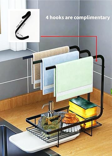 Miniatura 2 de Soporte de esponja para fregadero de cocina con 4 ganchos, organizador de fregadero de cocina para cepillo de esponja, jabón, paño de cocina,