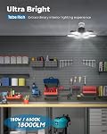 2 Pack LED Garage Lights, 18000LM 6500K Shop Lights with 6 Adjustable Panels, Ceiling Light for Garage Workshop Warehouse Basement