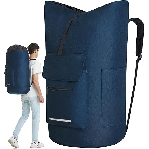 Laundry Backpack Heavy Duty, 115L Extra Large Laundry Bag with Straps, Dorm Room Essential for Guys, Backpack Laundry Bags with 4 Pockets, Laundry Hamper Bags for College Dorm, Apartment, Laundromat
