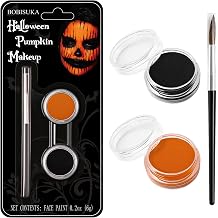 Black Orange Face Paint Pumpkin Character Makeup Kit Halloween Set for Kids Adults, Safe Non-Toxic Cream Face Painting Kit for Costume Party, Dress Up Cosplay &amp; Special Effects Make Up