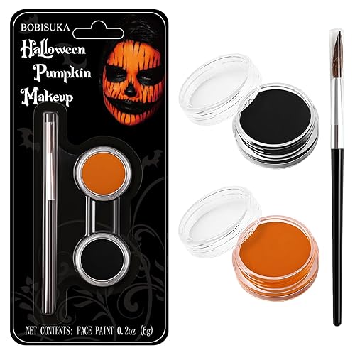 Black Orange Face Paint Pumpkin Halloween Makeup Kit Character Set