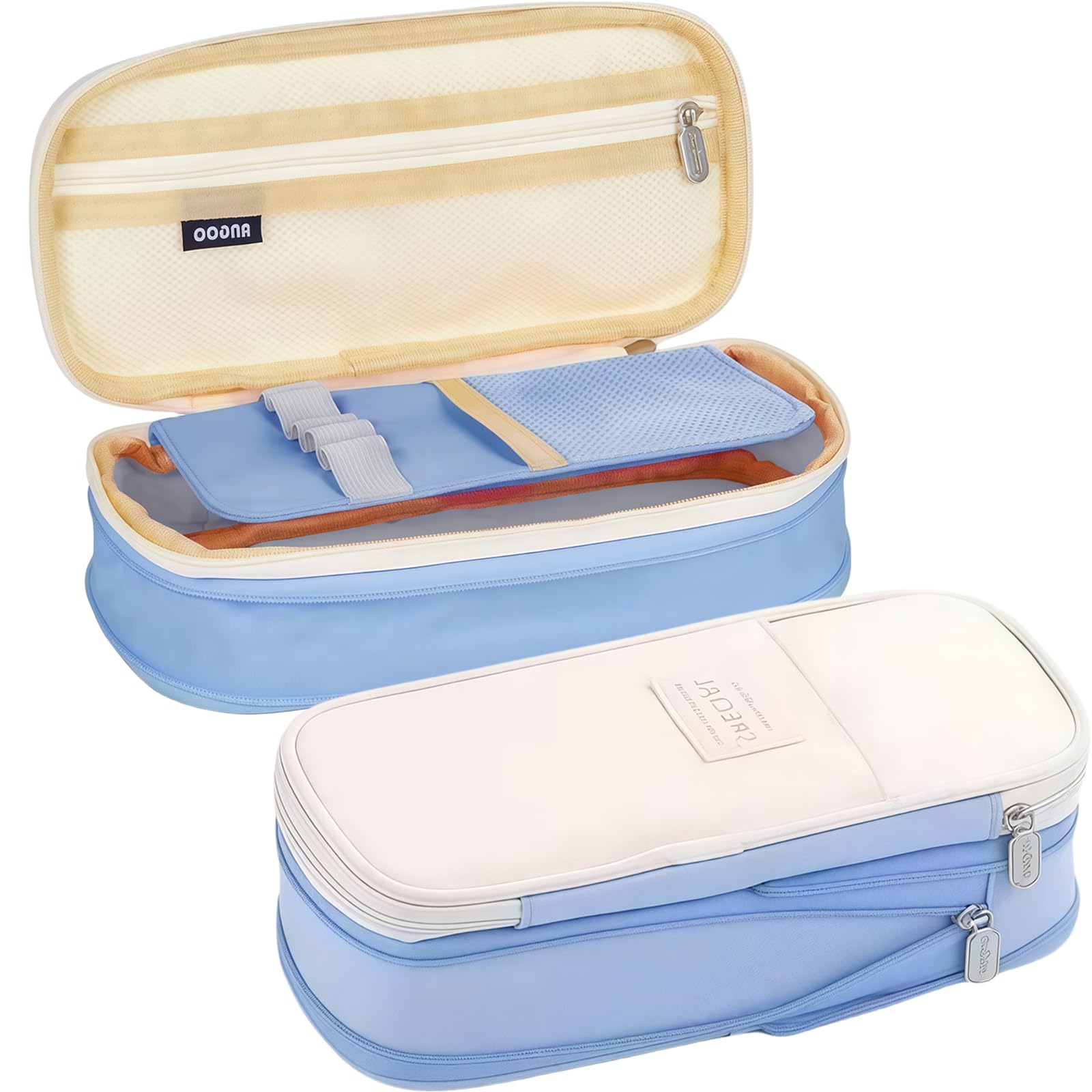 MUNSKT Big Capacity Pencil Pen Case Office College School Large Capacity Pencil Case Pouch Holder Box Organizer for Teen (Light Blue)