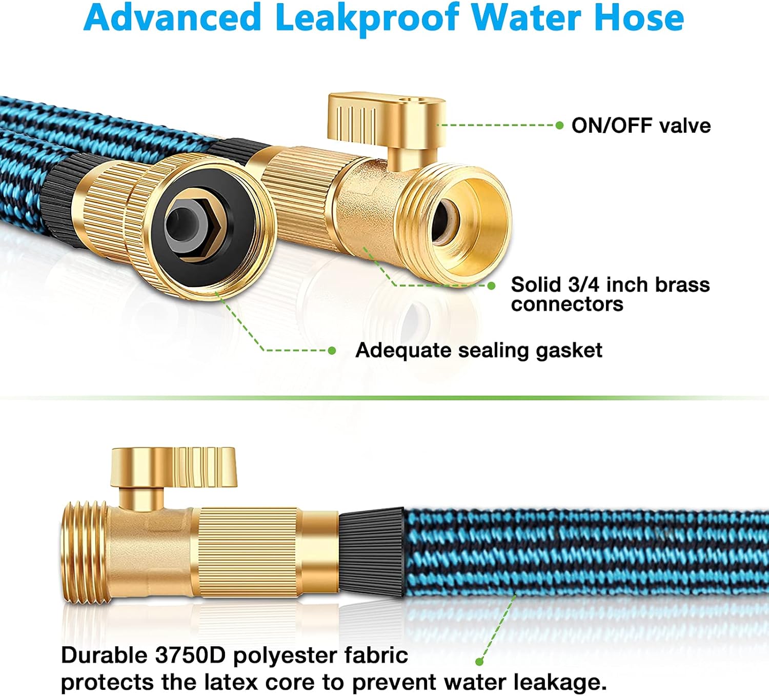 Toolasin Expandable Garden Hose 50ft with 10 Function Spray Nozzle, Leakproof Flexible Water Hose Design with Solid Brass Connectors, Retractable Hose Expands 3 Times, Easy Storage and Usage : Patio, Lawn & Garden