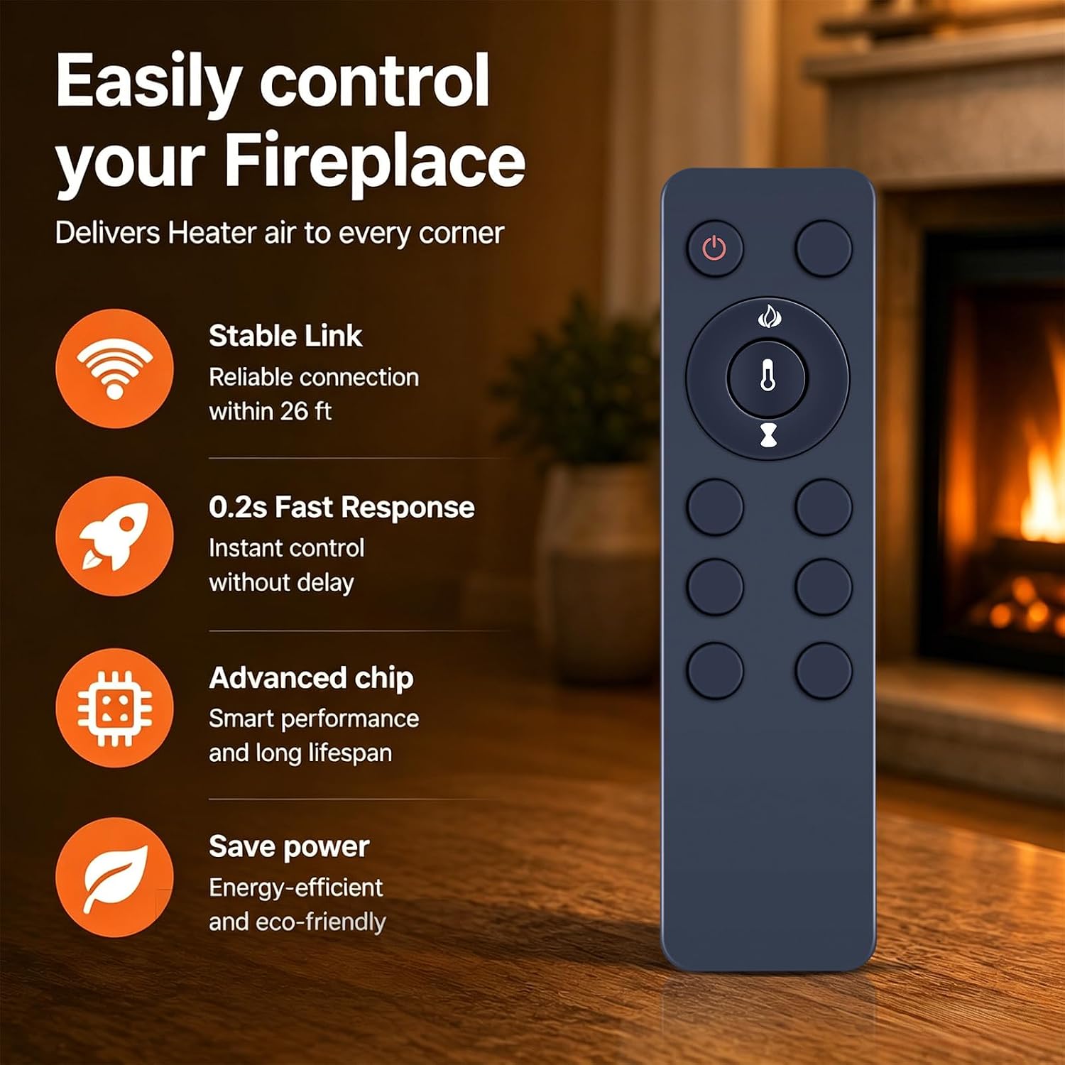T-A10 Replacement Remote Control for Twin Star Electric Fireplace Heater