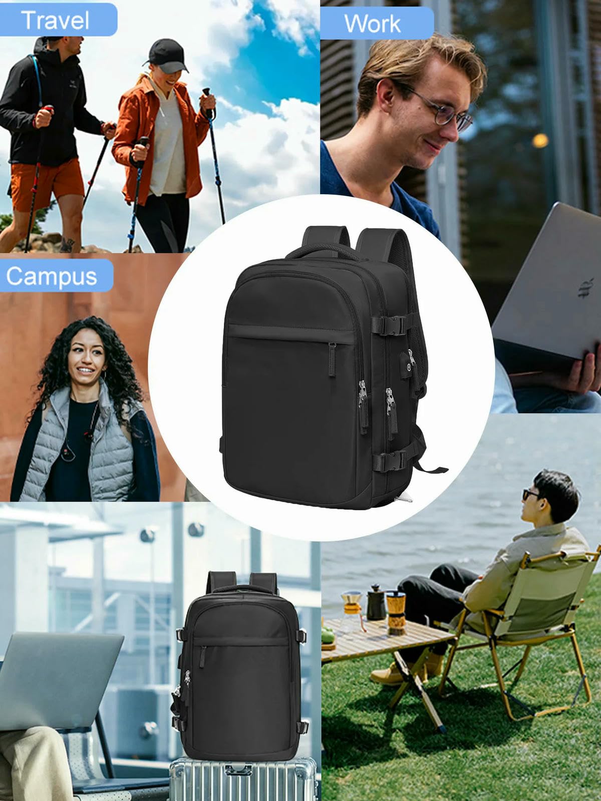 Schulrucksack Herren-Rucksack Für Reisen, Damen-Rucksack, Wasserdicht, Laptop-rucksäcke, Wandertaschen, Verstellbare Träger, Campus-pendel-Essentials
