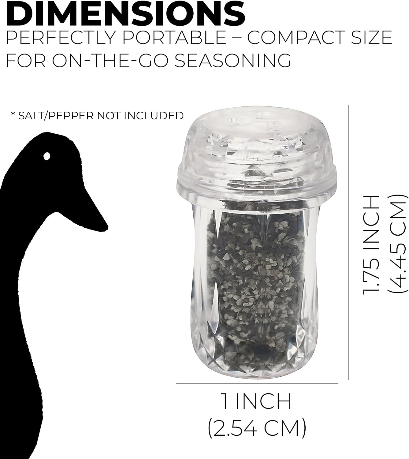 72 Piece Black Duck Brand Empty Mini Salt and Pepper Shakers – 1.75" x 1" – Crystal-Look Plastic for Parties, Events & Travel