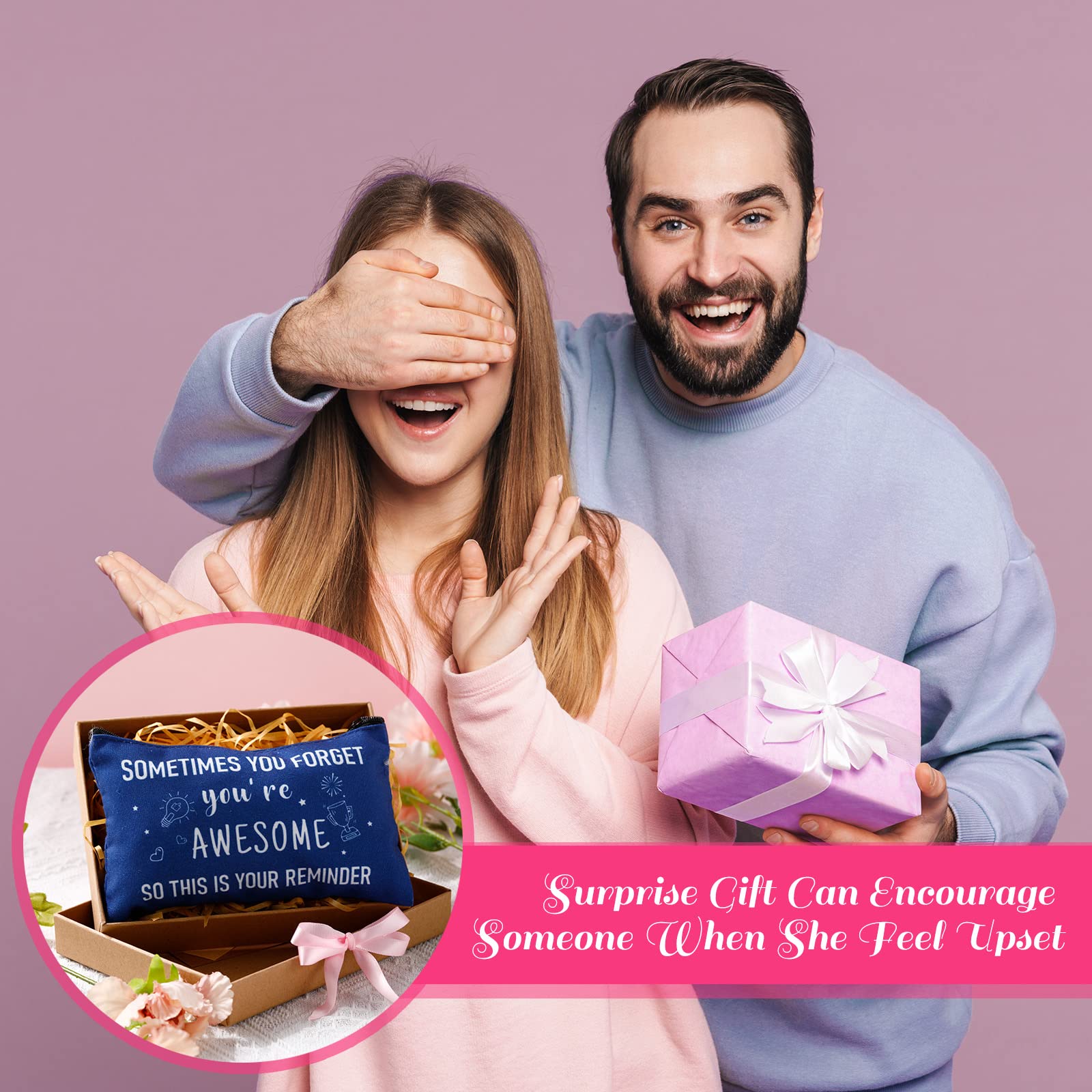 Reginary 20 Pcs Canvas Cosmetic Bag Inspirational Quotes Makeup Bags with Zipper Encouragement Travel Toiletry Pouch Appreciation Gift for Women,7 x 4.3 Inch (Pastel Color,You Are Awesome)