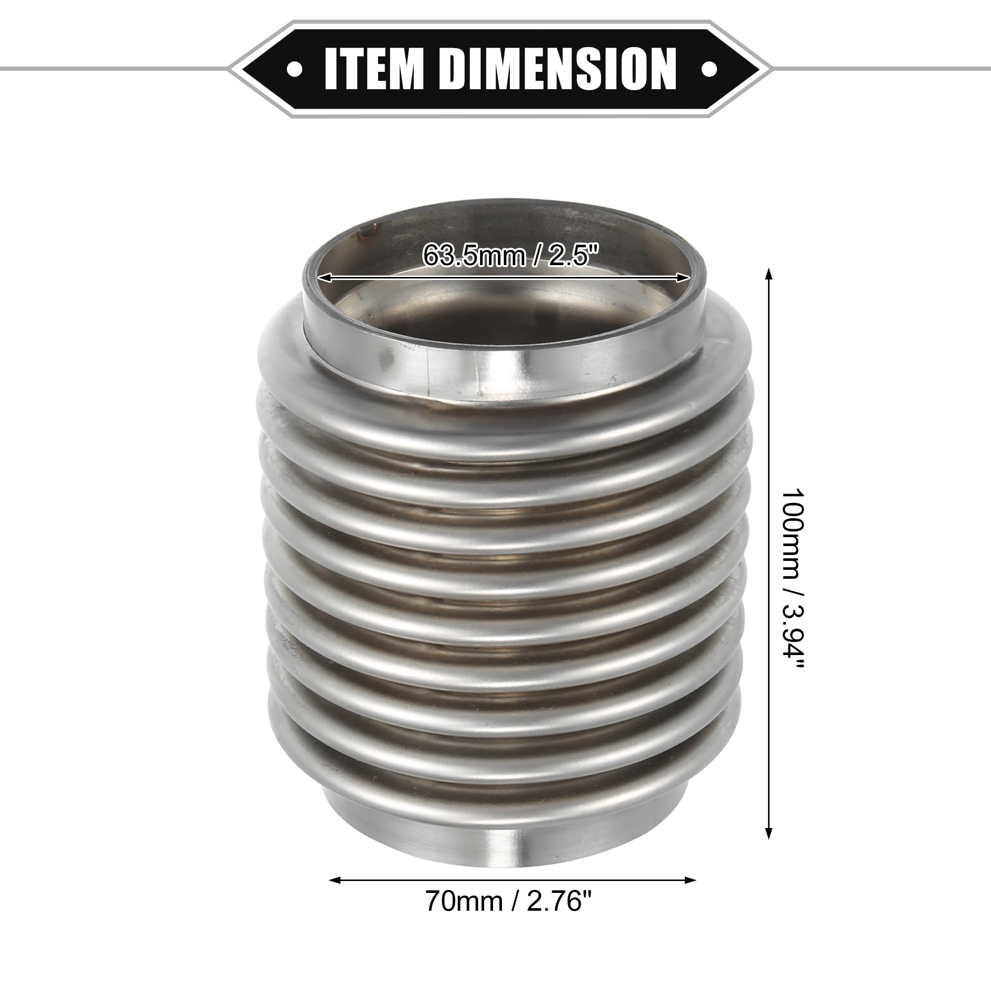 A ABSOPRO Auto Scarico Flessibile Tubo, 2.5"x3.94" Universale Inossidabile Acciaio