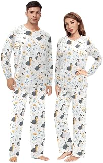 Par nattkläder söt näbbdjur vit hans och hennes pyjamasset mjuka varma långärmade nattkläder