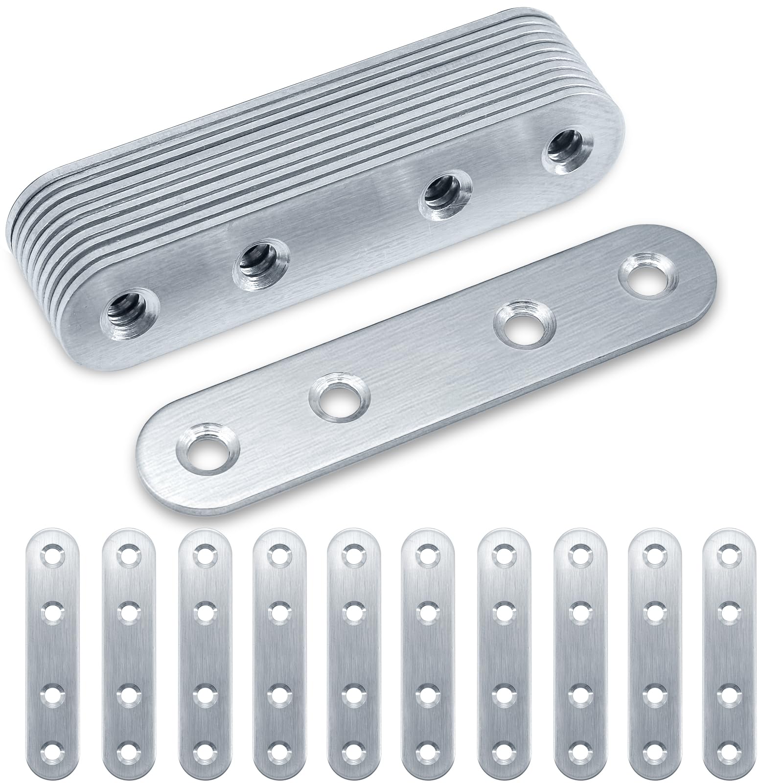Flat Brackets for Wood Gorffy 20PCS 80 × 17 × 1.75mm Mending Plates, Flat Metal Joining Plates
