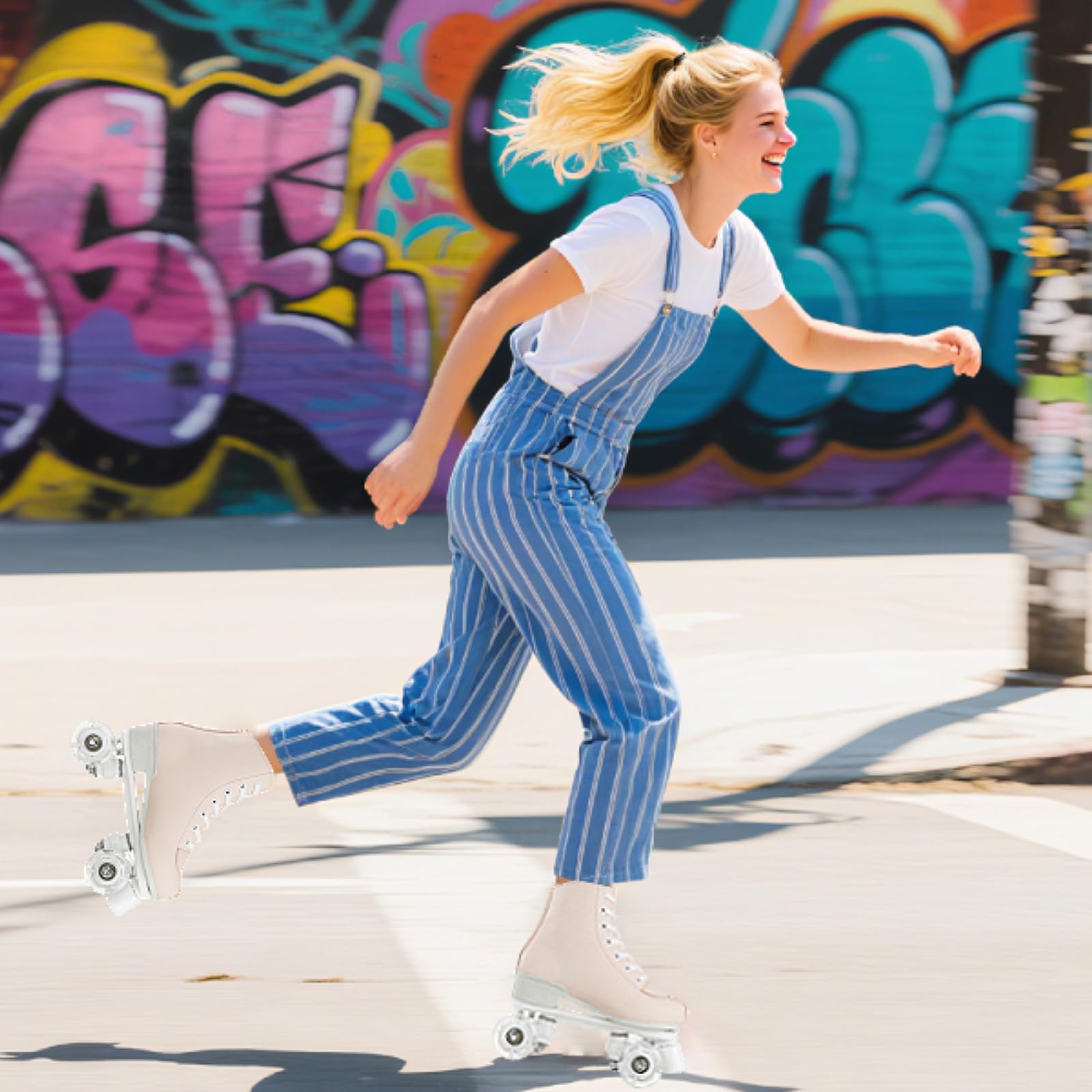 XUDREZ Patins à roulettes pour femmes et filles - Patins à roulettes lumineux à double rangée - Rose - Pour jeunes adultes, débutants, intérieurs et extérieurs