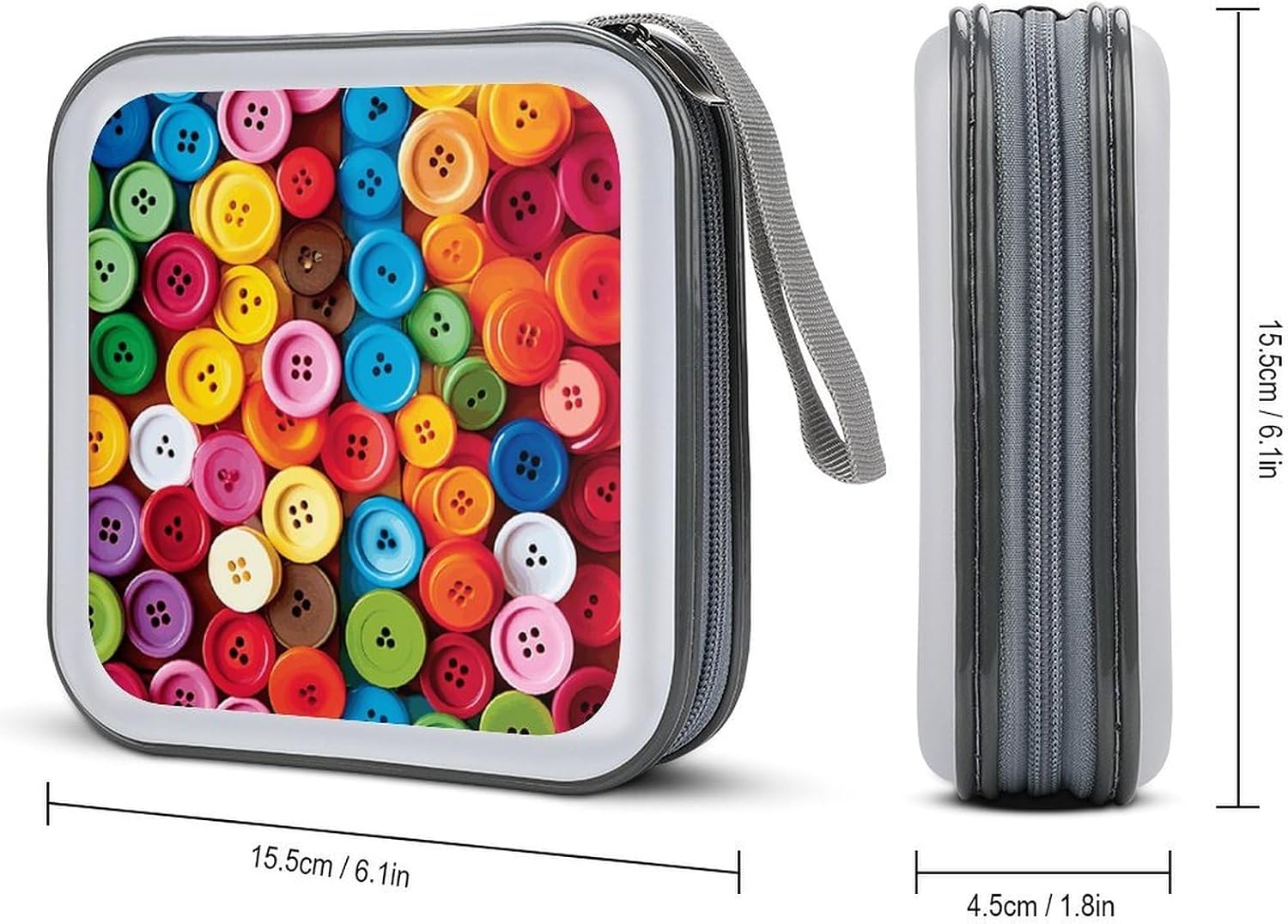 Colorful Buttons DVD Case Large Storage Disc Wallet Bag Portable CD Case Holder 40 Capacity Hard Plastic Disc Cases Storage Binder DVD Case Wallet for Car Home Office Travel image 2