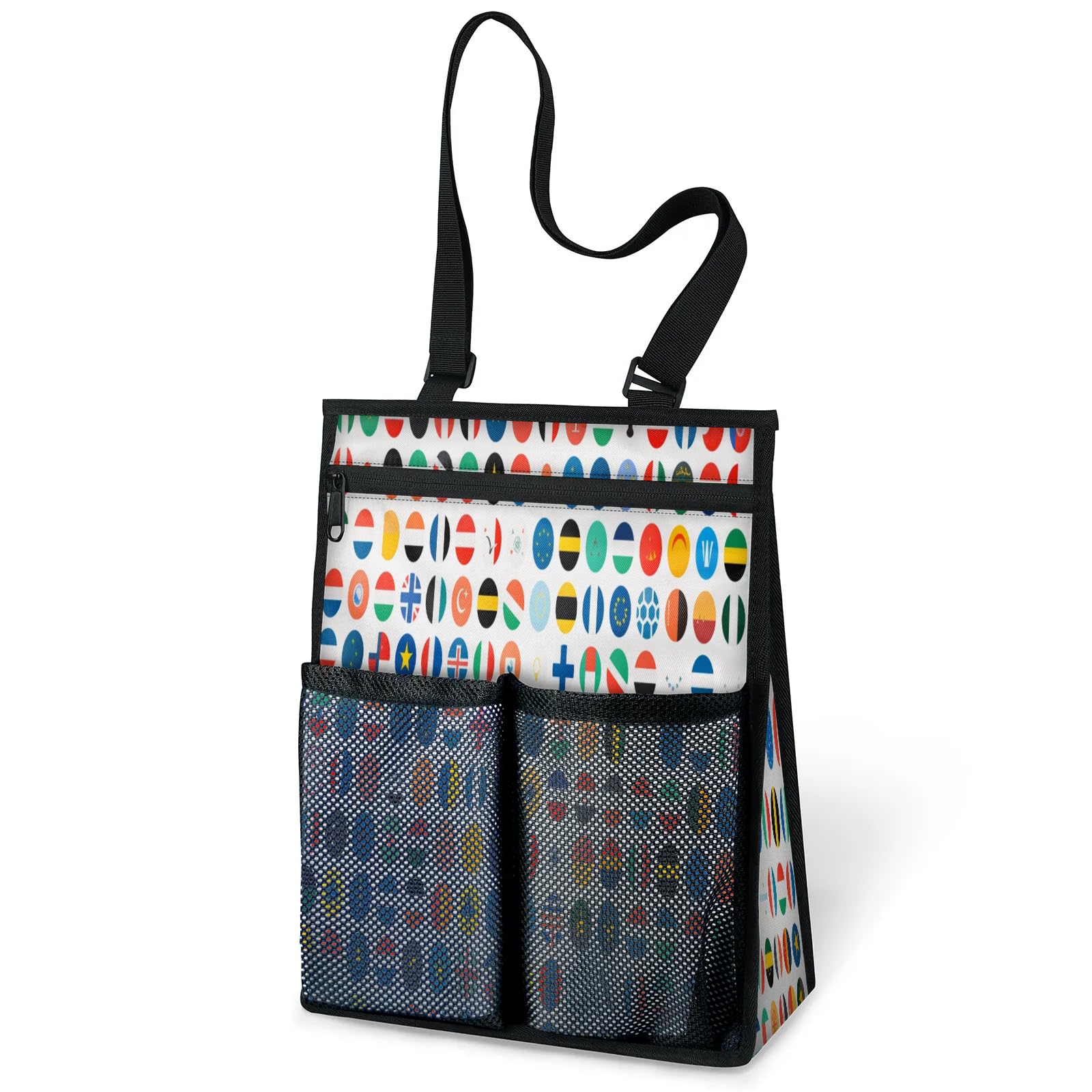 Ourtheme Round Flags Portable Shower Bag for Travel Gym Camp Beach Tote Shower Caddy Bags Hanging Toiletry Organizer
