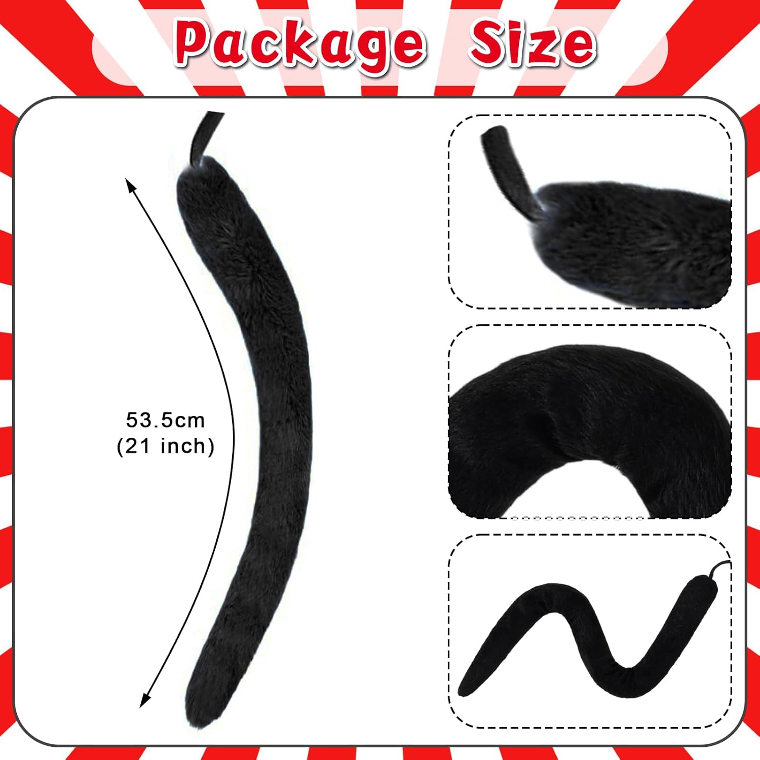 5 Pcs Cat Hat in Costume Accessories, Red White Striped Hat, Bow Tie, Gloves, Furry Scarf Fun Cat Character Outfit for Read Book Day Cosplay Supplies - Image 5