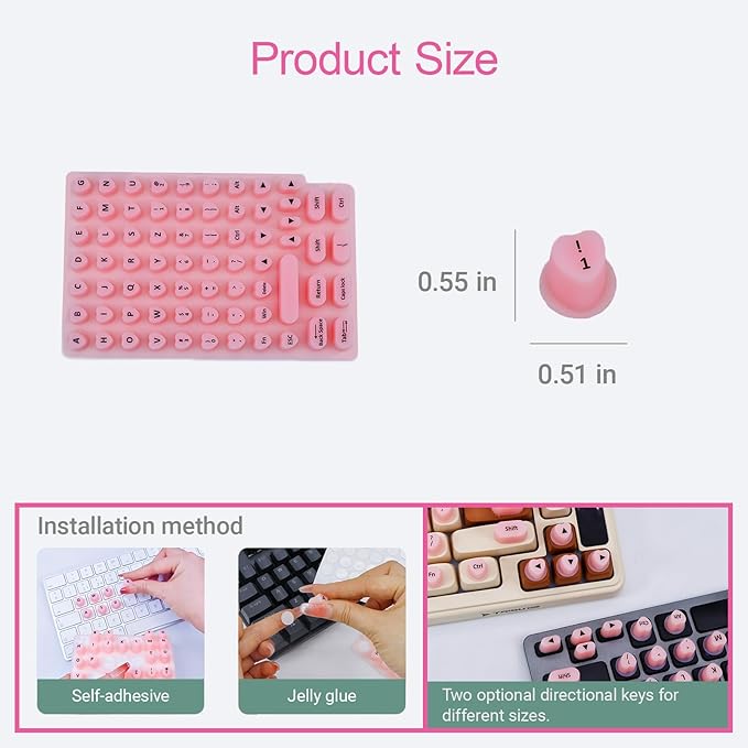 Protector de Teclado Antiestático de Silicona en Forma de Corazón con Letras Elevadas para Uñas Largas - 70 Piezas miniatura 6