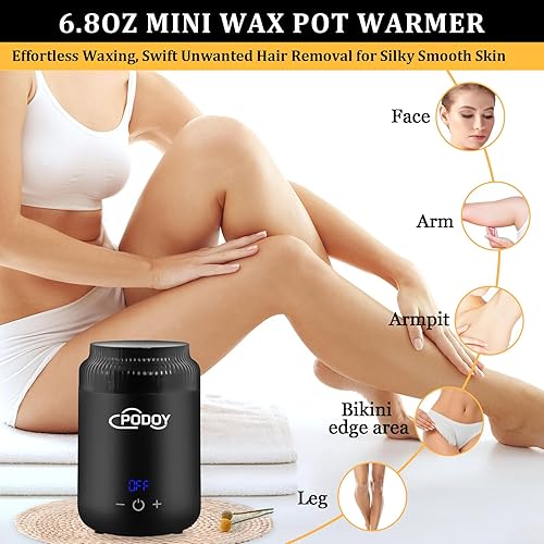 Miniatura 3 de Podoy Mini calentador de cera para depilación, pequeño calentador portátil de cera de viaje, pantalla digital para spa, cejas, cuerpo, nariz, labio