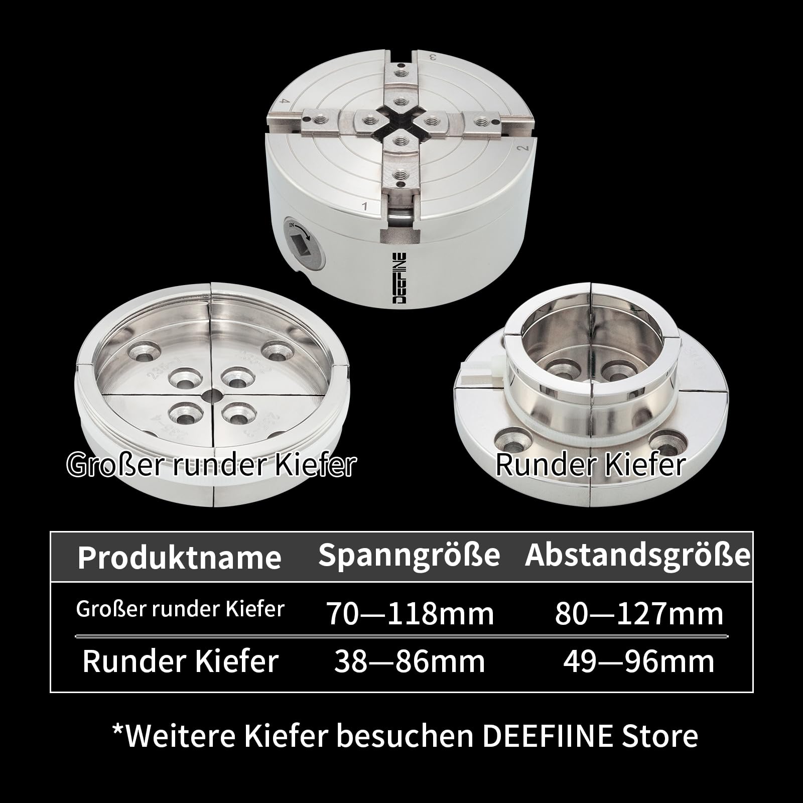 Backenfutter Drechselfutter 100MM 4-Backen Spannfutter selbstzentrierend Drehfutter Drechselspannfutter für M33 Und M18 Drechselbank(2)