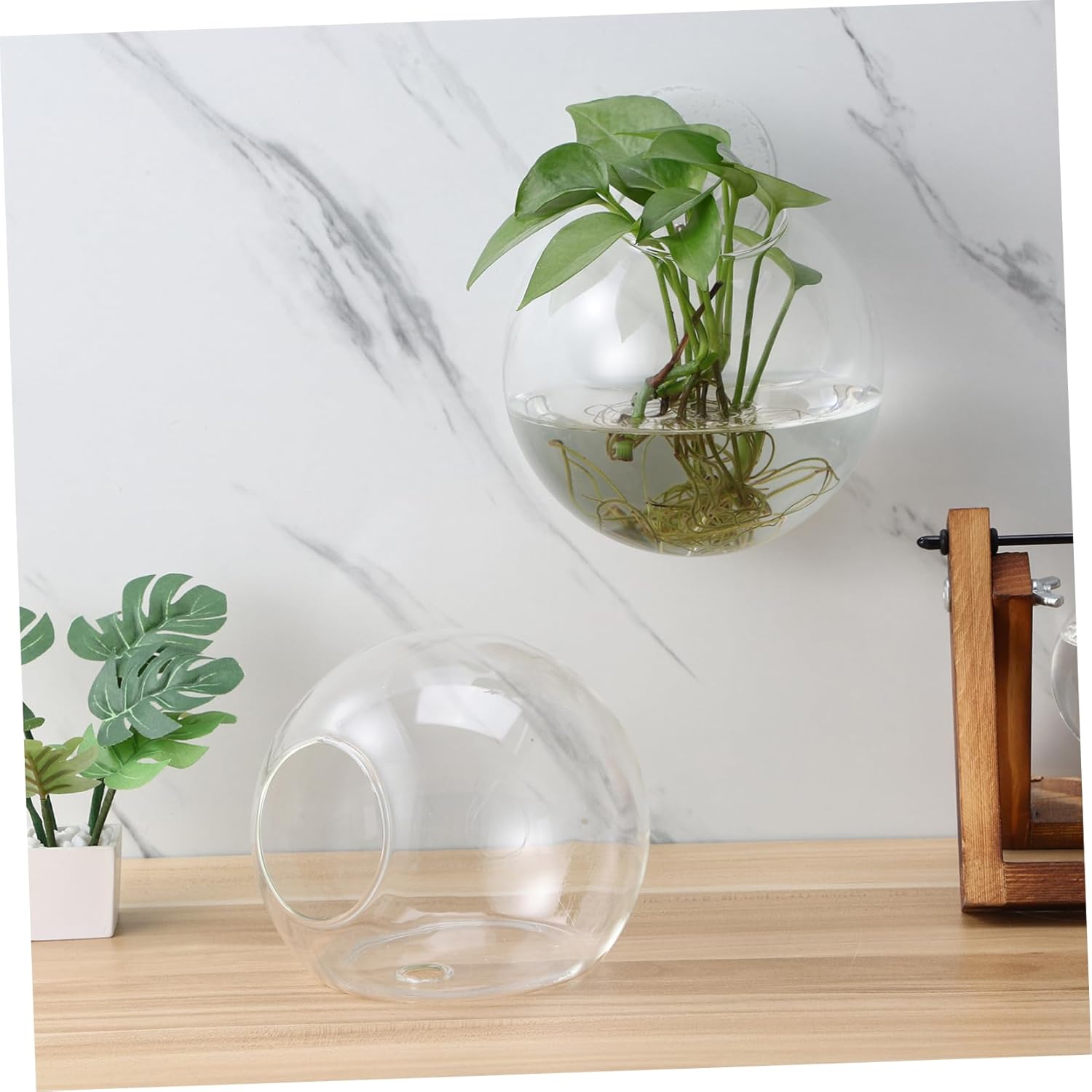 4pcs Wall Hanging Glass Planters Terrarium Vases for Indoor Plants Space-Saving Design High Transparency Home and Office Decor