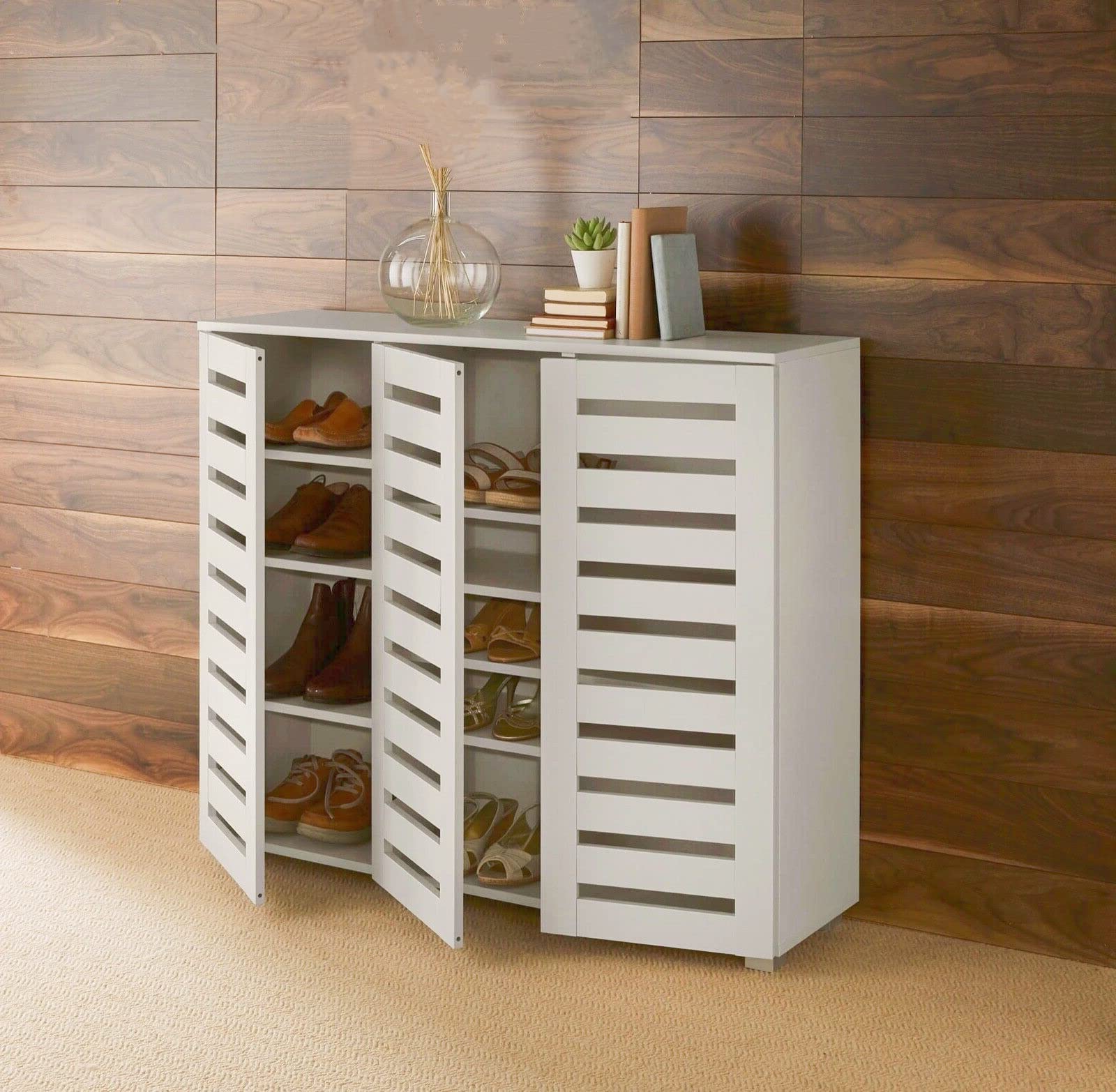 Buy YeSbTx 3 Door Grey Wooden Shoe Storage Shoe Rack Stand w