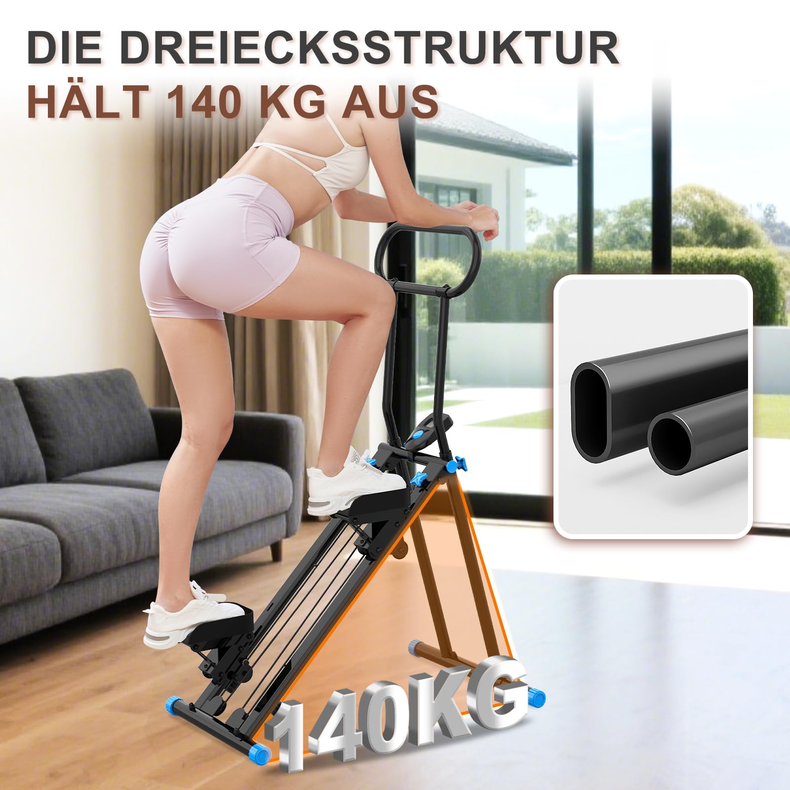 HXD-ERGO Vertical Climbing Machine, Stepper Pedale Portatile Pieghevole, Cross Trainer con Display LCD per Strumenti, Allenamento a Casa, Palestra, Manubrio Regolabile