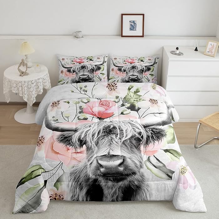 Buy Erosebridal Highland Cow Comforter Set, Bull Cattle Farmhouse