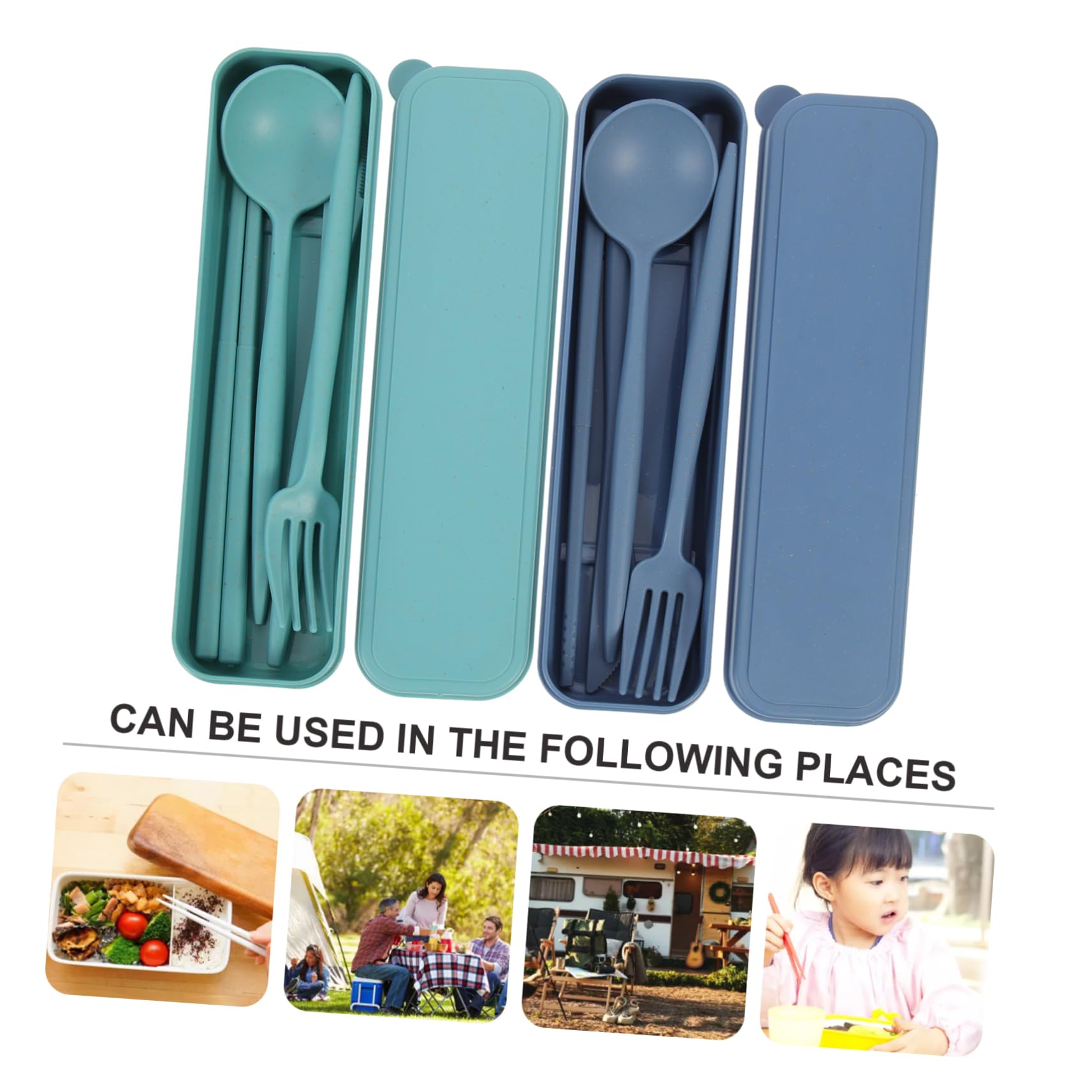 GLEAVI 2Sets Outdoor Travel Cutlery Portable Utensils with Forks Spoons and Chopsticks Multi Functional Tableware for Camping Picnics and Daily Use and