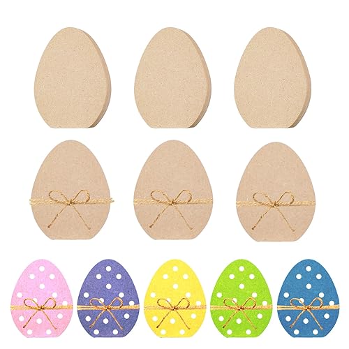 Unfinished Easter Egg Wooden Cutouts With 32.8ft Rope Easter Egg