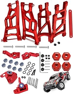 RCMYou Upgrades Part for 1/10 Traxxas Slash 2WD,Alloy Front Rear Suspension Arm,Caster Block,Steering Blocks,Rear Stub Axle Carriers Upgrades Hops Up Set for Slash 2WD,Red