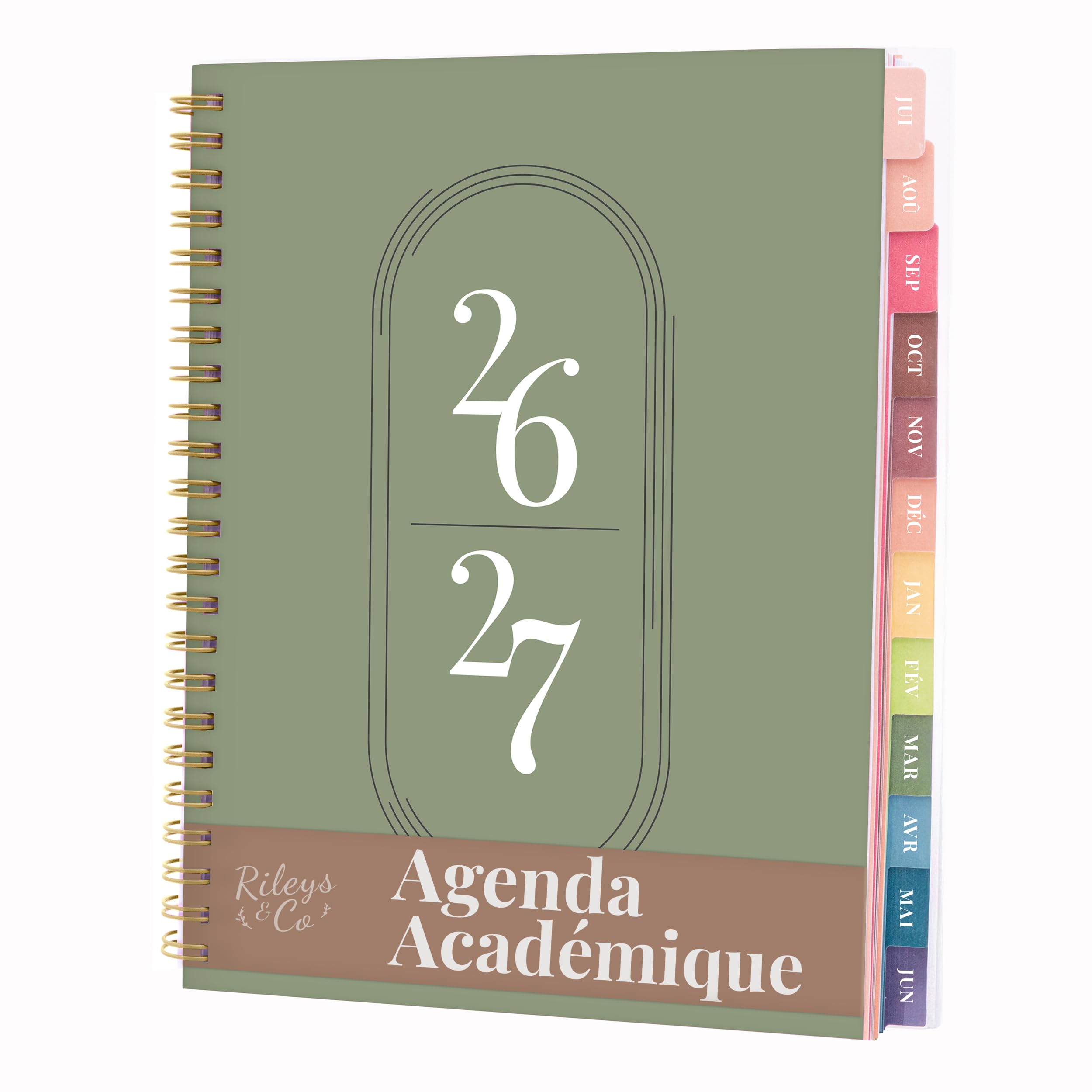 Rileys 2026-2027 Academic Planner, 20x15cm (Green, French)