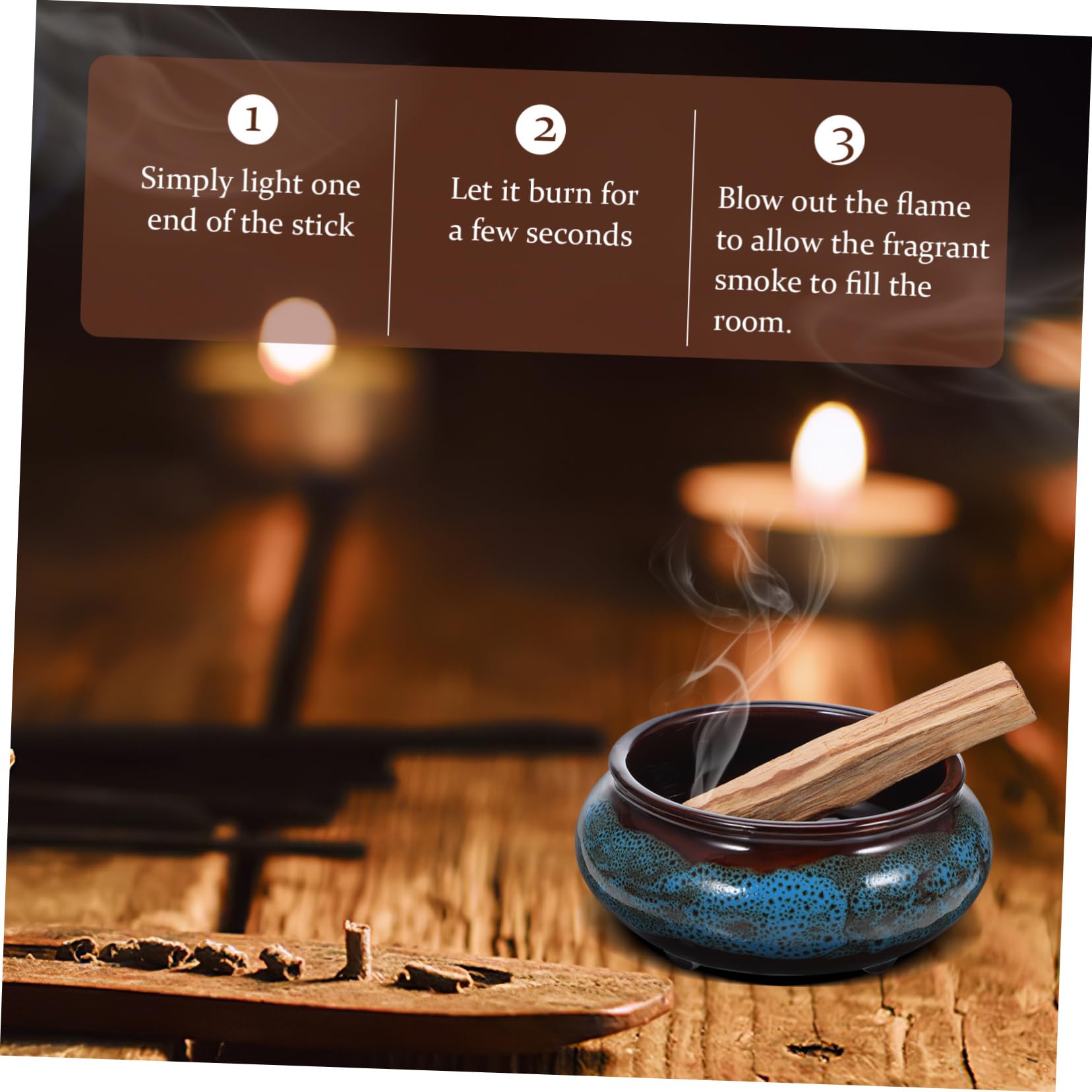 Cabilock Palitos Aromáticos de Madera de Palo Santo 50g, Incienso Natural Hogar, Uso Versátil, 3-5 Varillas