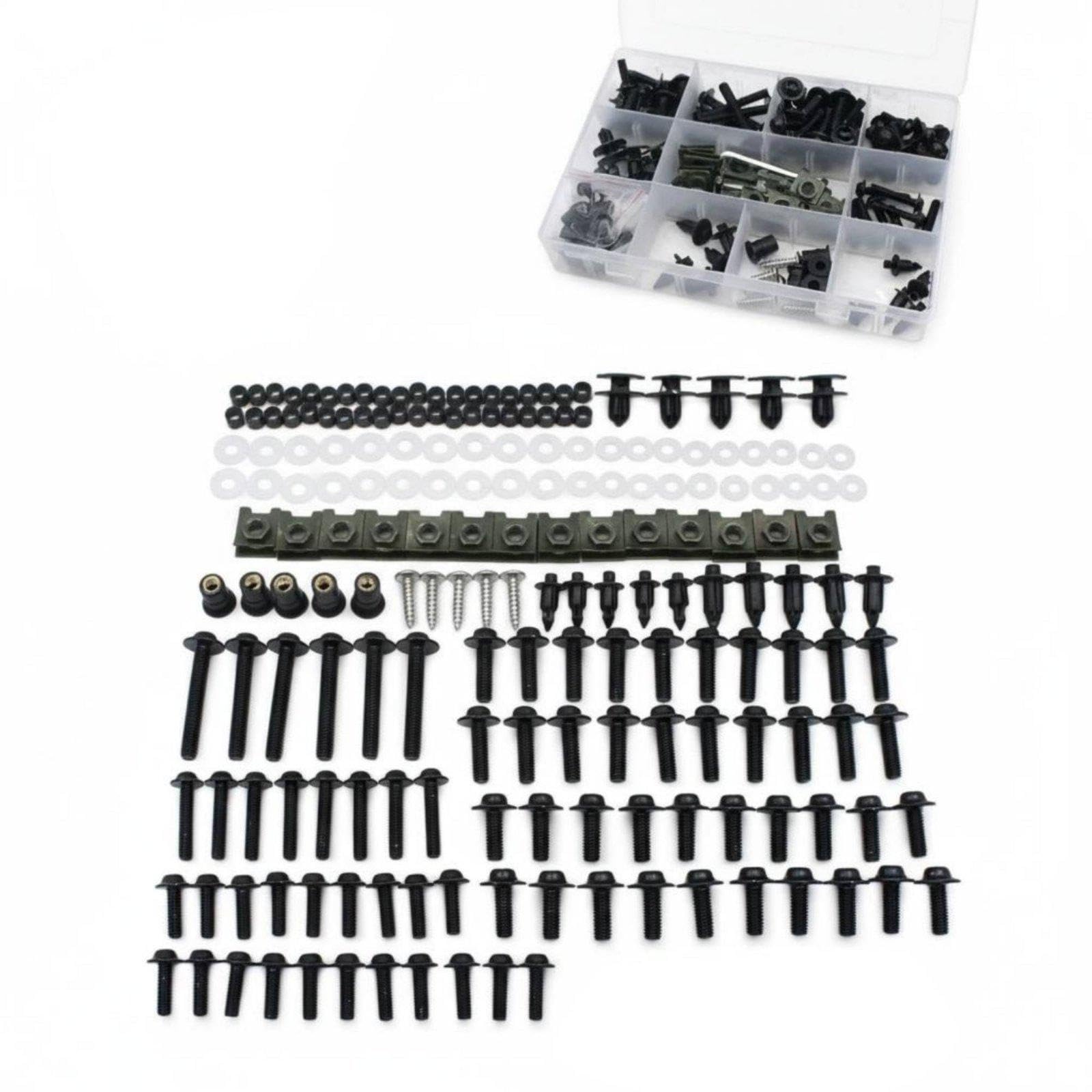 195 Pieces Colored Motorcycle Bolt Kit 304 Stainless Steel Motorcycle Fairing Bolt Kit Sportbike Bodywork Screw Set for Competition Rides Black-image-9