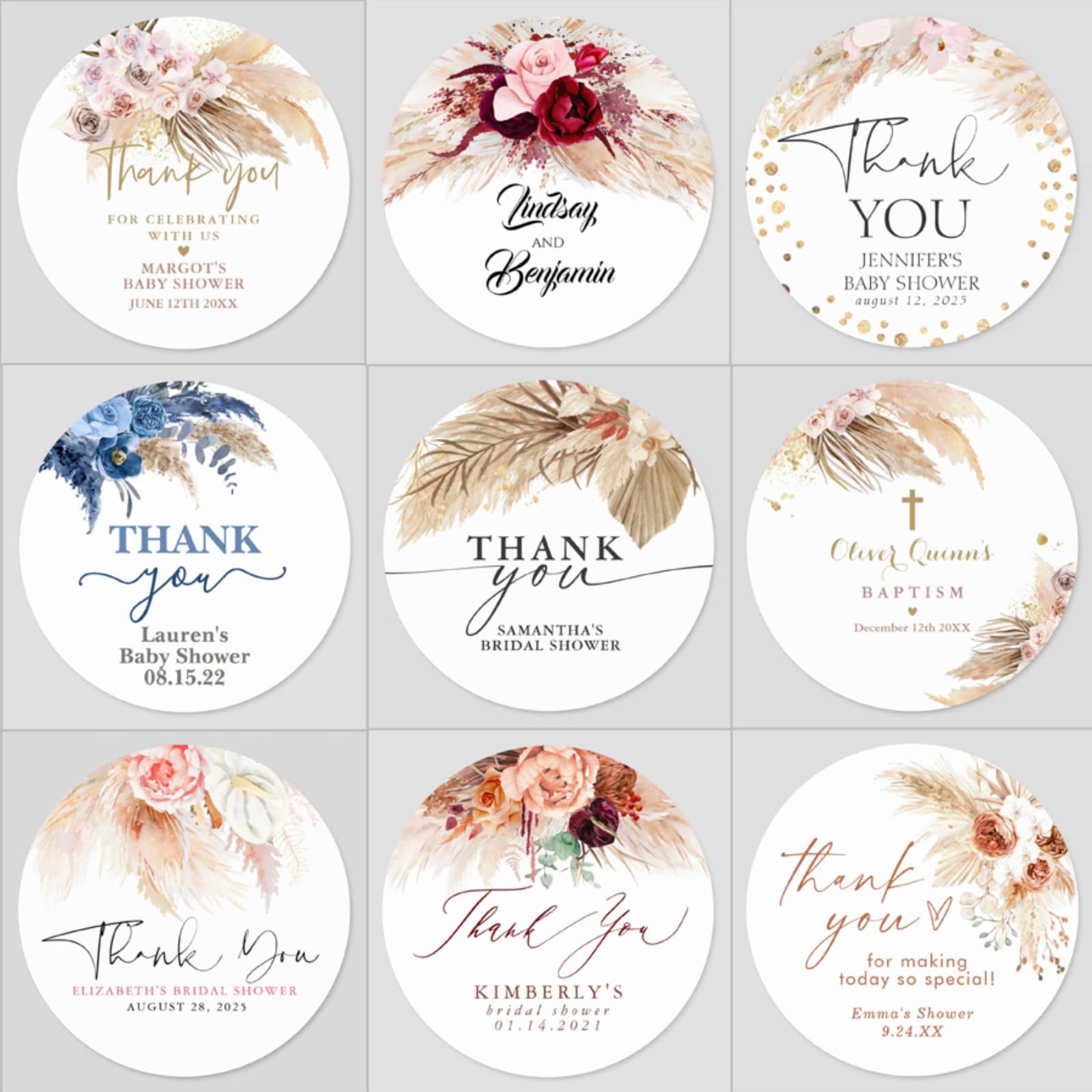 Autocollants de mariage personnalisés KRUI - Stickers de baptême 7cm 100pcs